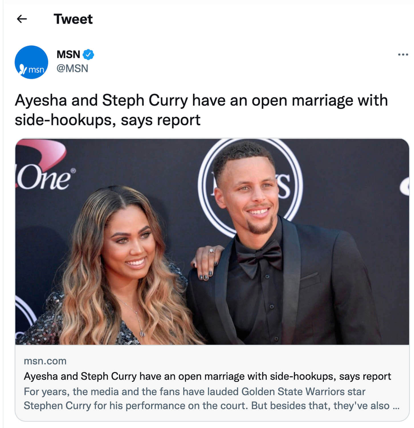 MSN story about the Currys being in an “open marriage” 