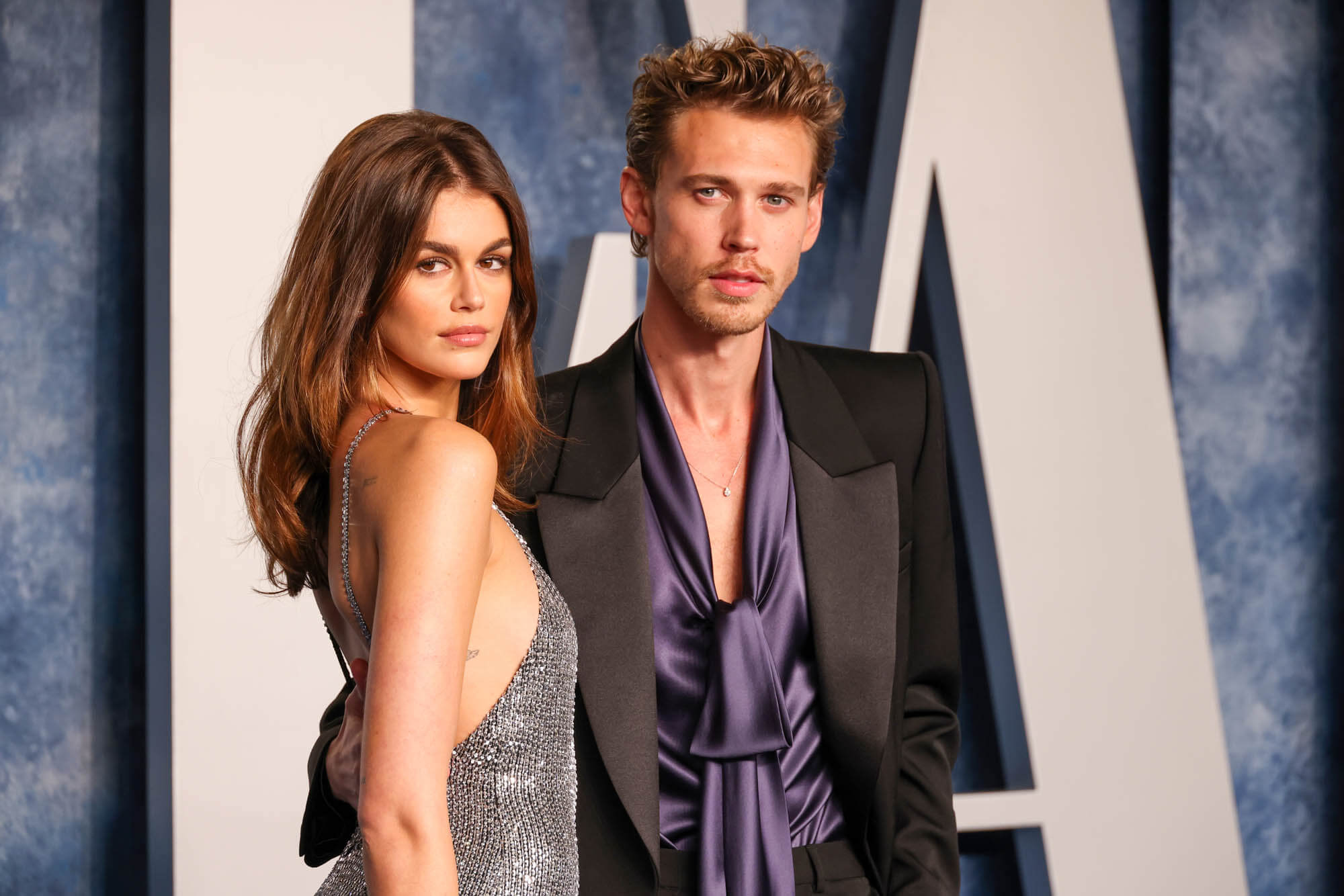 Kaia Gerber and Austin Butler attend the 2023 Vanity Fair Oscar Party