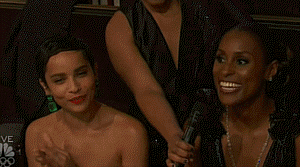 Issa Rae and Zoe Kravitz at the 2018 Golden Globes
