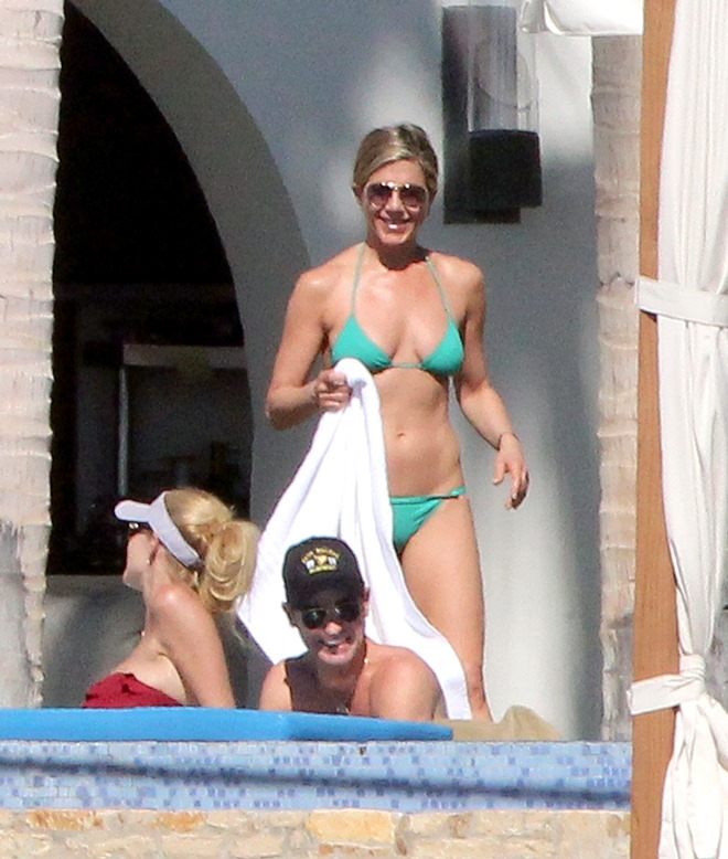 Friends in green bikinis