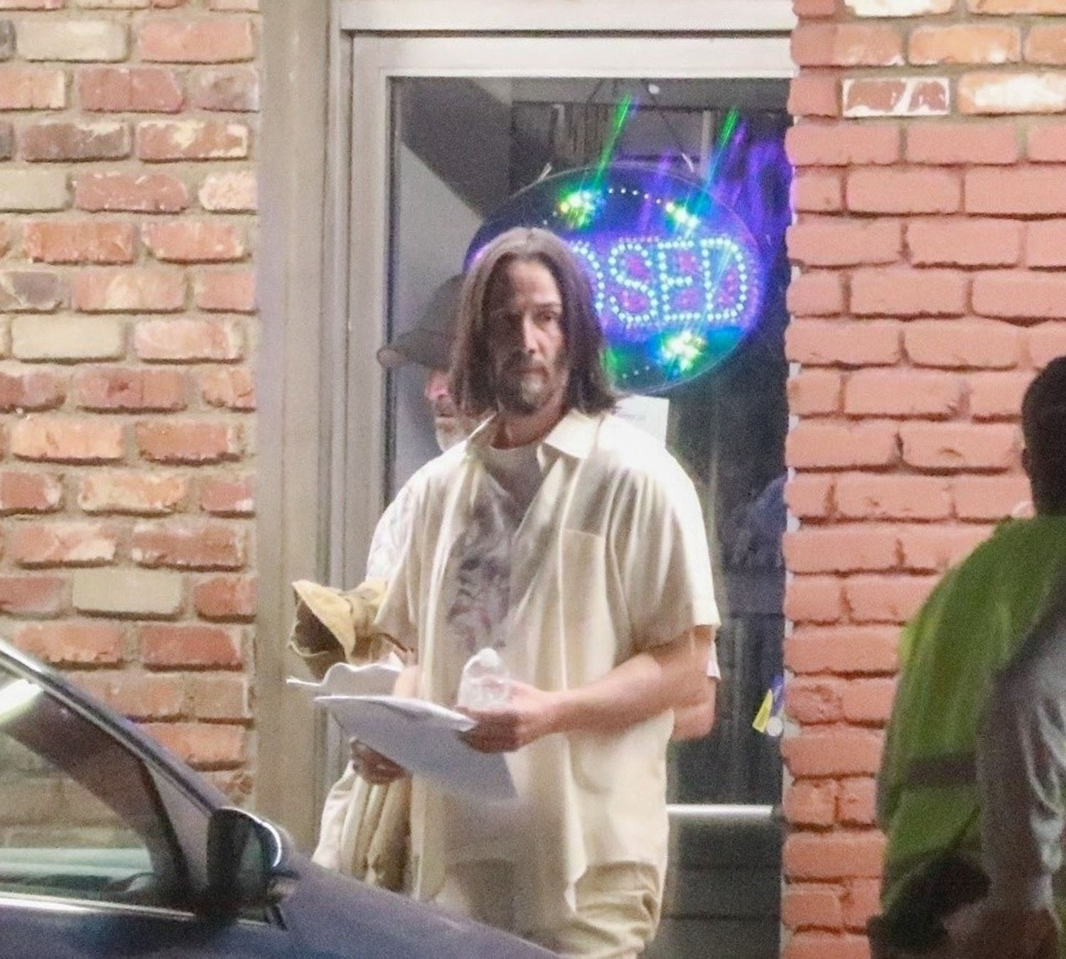 Keanu on set with Aziz