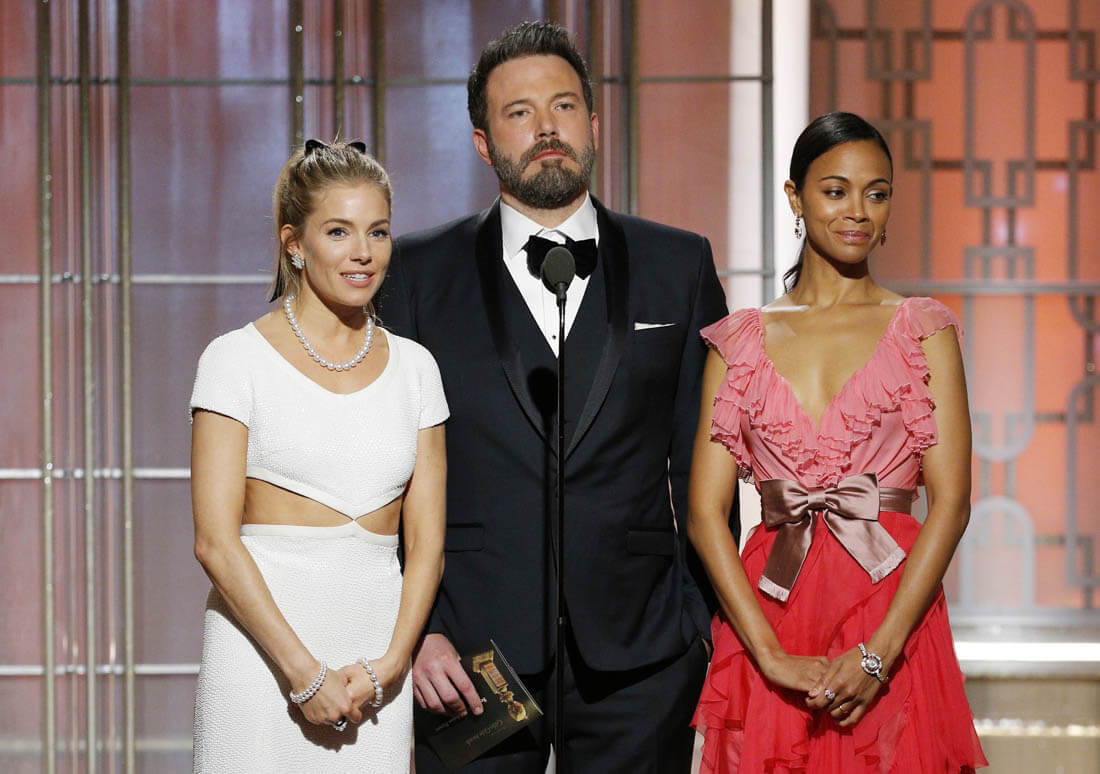 Ben Affleck, Zoe Saldana, and Sienna Miller: the Globes threesome