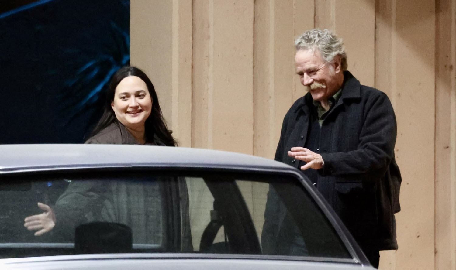 Lily and Bryan on set