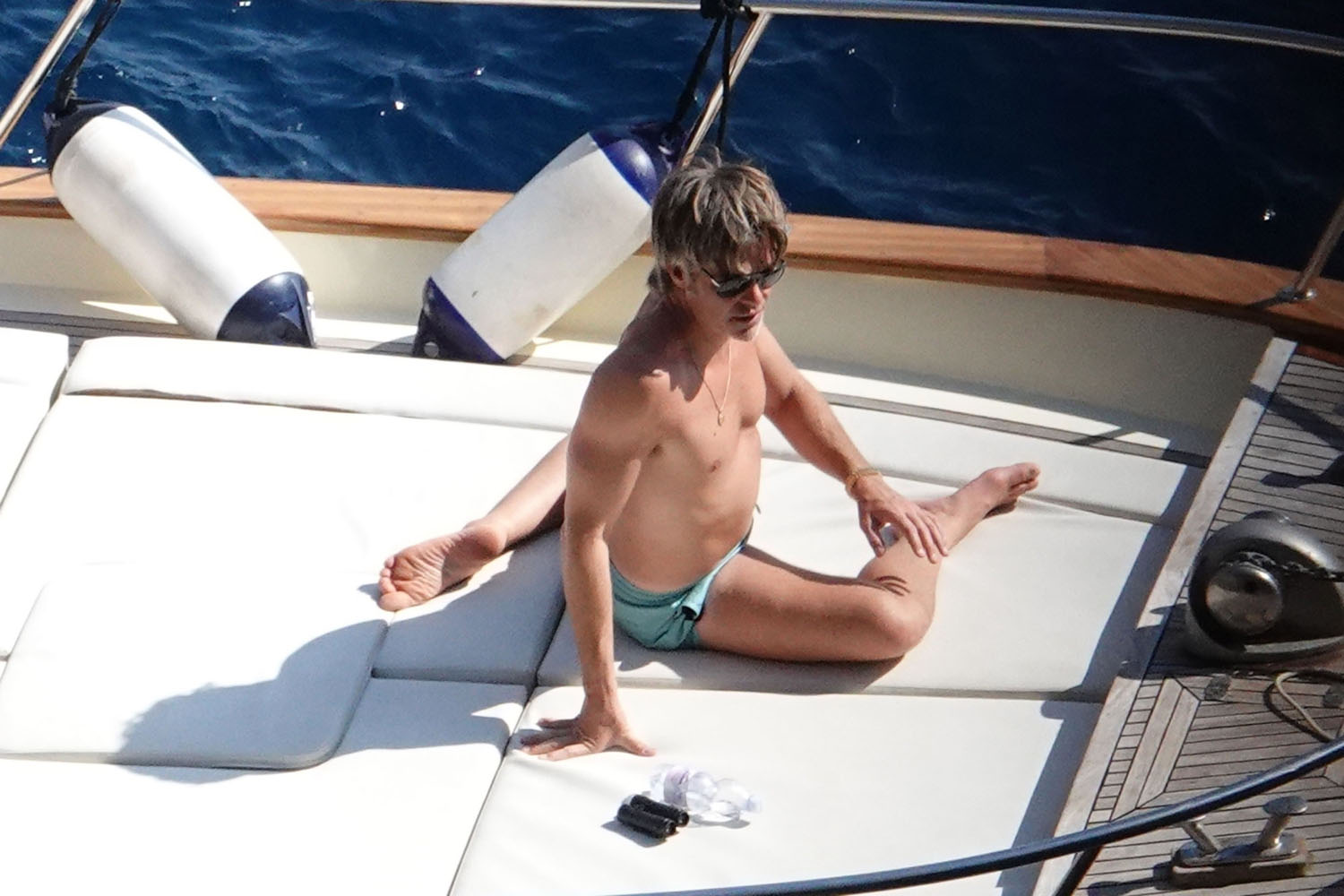 Chris Pine on a boat