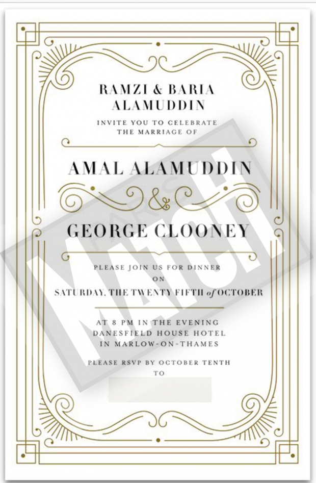 George Clooney’s wedding invitation