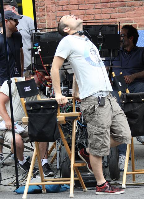 JGL in biker shorts