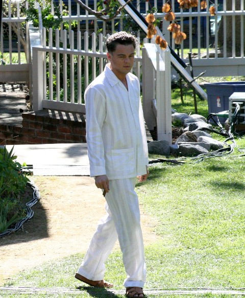 Leo on set: pyjamas to tuxedo