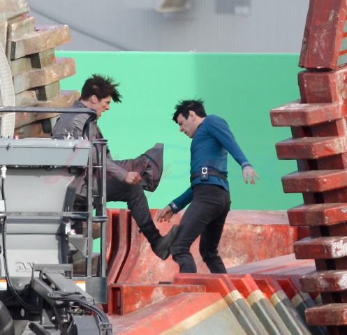 Benedict Cumberbatch at work on Star Trek
