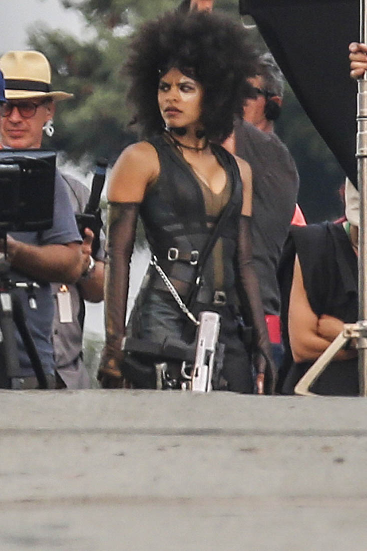 Zazie Beetz on a bike