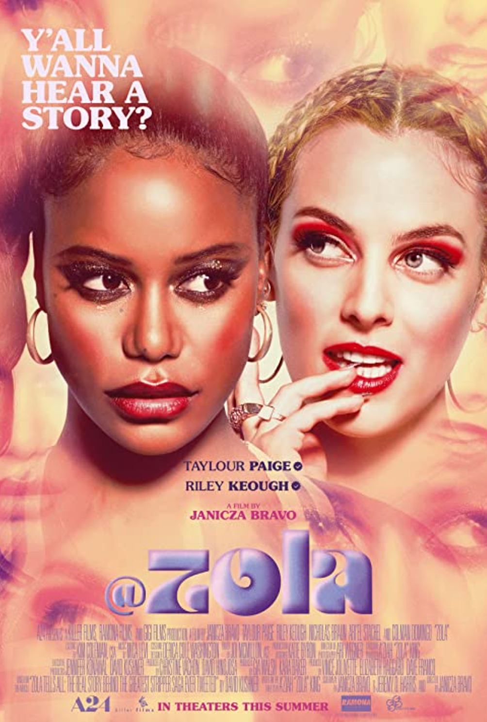 Taylour Paige and Riley Keough in Zola