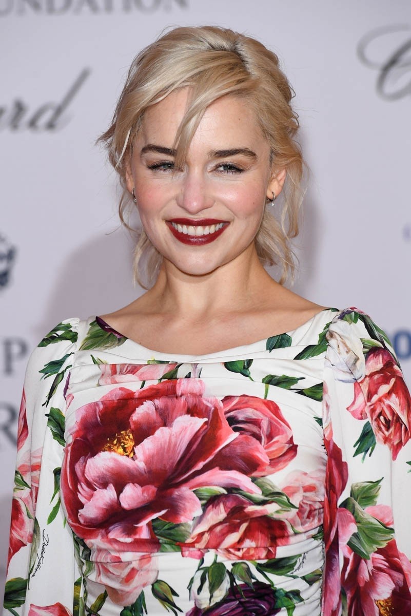 Carpets & Candids: Emilia Clarke’s safe florals