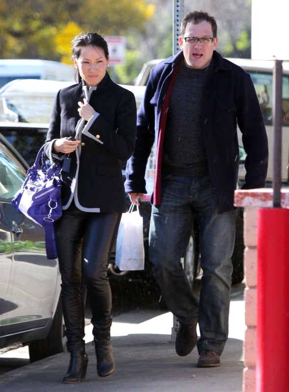 Carpets & Candids: Lucy Liu’s blazer with grey trim