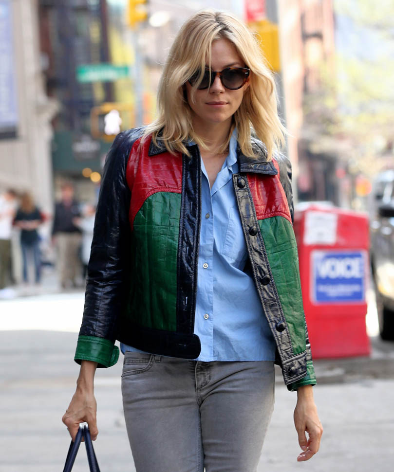 Carpets & Candids: Sienna’s red and green leather jacket